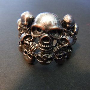 Men Heavy Steel, Multi Skulls Ring Gothic Punk Bik